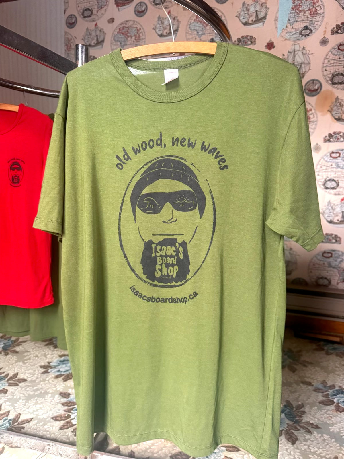 Old Wood, New Waves T-Shirt - Olive Green